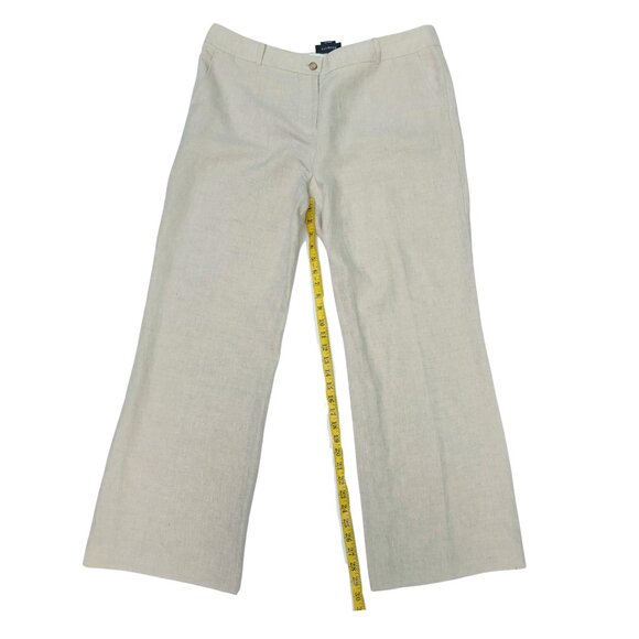Talbots Windsor Curvy Wide Leg Linen Pants Women Trousers Size 16 Neutral Tan - Picture 10 of 13